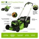 Greenworks 60V 21″ Brushless Self-Propelled Battery Powered Lawn Mower + (2) 4.0Ah Batteries & Dual Port Charger - Image 4