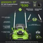Greenworks 60V 21″ Self Propelled Lawn Mower with (1) 8.0 Ah Battery & Rapid Charger 2546402 - Image 12