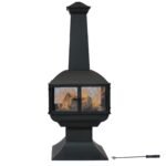Sunnydaze 57″ 360-Degree View Steel Wood-Burning Chiminea with Grate, Poker, and Cover - Image 5