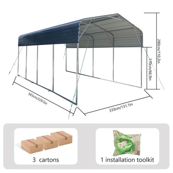 71Jvjs9PGGL-600x600-1.jpg 11x19FT Heavy Duty Metal Carport | Galvanized Outdoor Shelter for Cars, Boats & Parties - Image 1