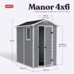 Keter Manor 4×6 Resin Outdoor Storage Shed Kit-Perfect to Store Patio Furniture, Garden Tools Bike Accessories, Beach Chairs and Lawn Mower, Grey & White - Image 2