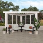 Ridgedale Modern Steel Cabana Pergola with Conversational Seating - Image 2