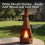 Sunnydaze 70″ Rust Patina Finish Steel Wood-Burning Chiminea with Spark Screen - Image 3
