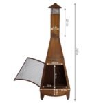Sunnydaze 70″ Rust Patina Finish Steel Wood-Burning Chiminea with Spark Screen - Image 7